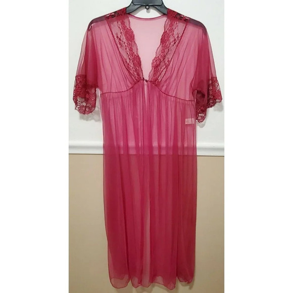VTG Fuchsia Pink Maxi Gown & Sheer Robe - Picture 11 of 12